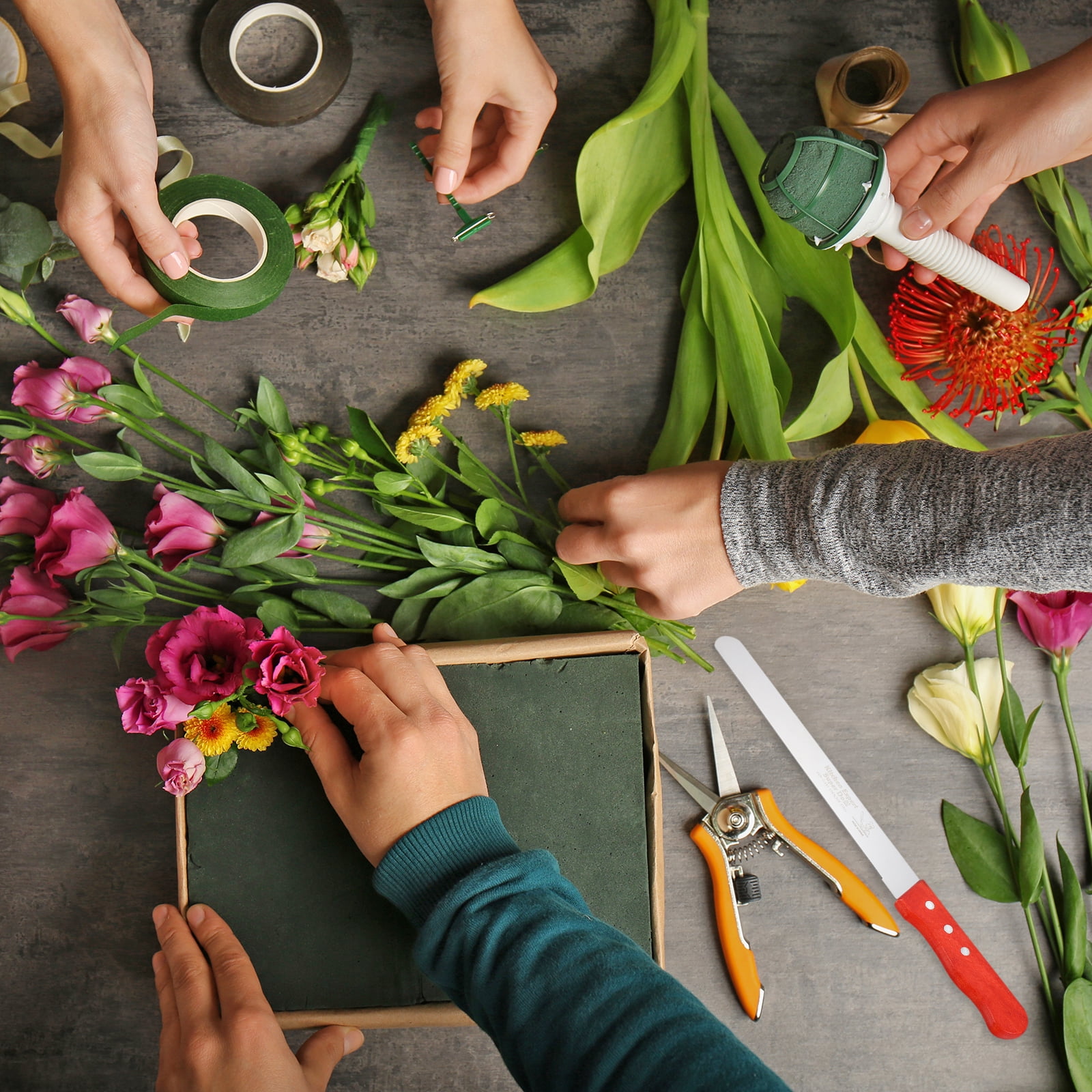 Floral Foam Knife, 3 Pcs 32.5, 37.5, 42.5 x 3.1CM Florist Professional Cutting Knife for Flower Foam Block Cake, Wooden Handle