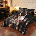 thumbnail image 4 of Manfei Hunting Deer Full Size Bedding Sets, Camo Flag Full Size Bed in a Bag, Black Brown, Black Reversible 7pcs, 4 of 6