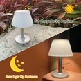 thumbnail image 4 of Lámpara de mesa solar para exteriores, impermeable, lámpara de mesa para terraza exterior regulable de 3 vías, lámpara de noche moderna solar, lámpara de mesa solar inalámbrica con cremallera (plata), 4 of 5