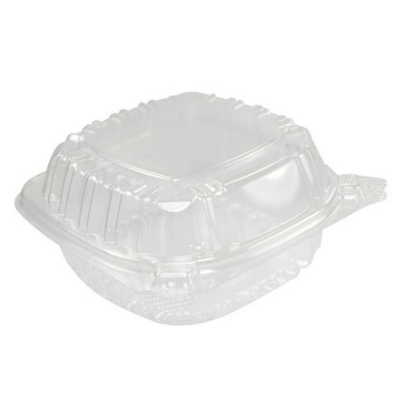 A World Of Deals Small Clear Plastic Hinged Food Container for Sandwich Salad Party Favor Cake Piece, 50