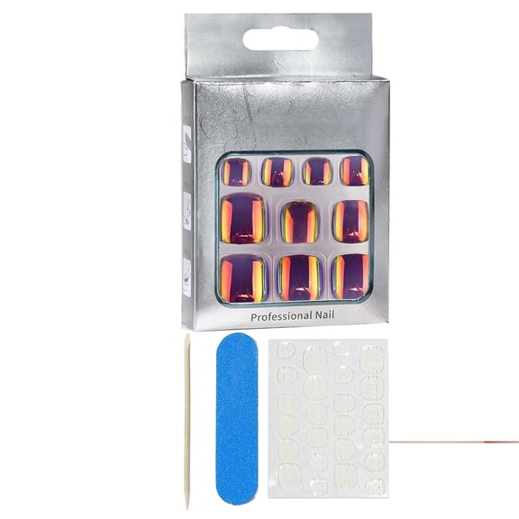 Press On Toenails, False Nails for Women,Squoval,Reusable,Solid Color,Easy to Apply,24 Count,F