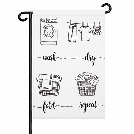Funny Laundry Room Guide Garden Flags for Outside Wash Dry Fold Repeat Double Sided Yard Flags Outdoor House Decoration, Small 12X18 Inch,