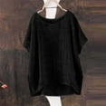 thumbnail image 2 of Linen Tops For Women，Short Sleeve Crew Neck Tops ﻿ Short Sleeve Gauze Casual Dressy Summer Loose Fit Trendy ﻿ Summer Beach Shirt ﻿ Ventilate, 2 of 6