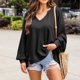thumbnail image 2 of Mujeres Casual Moda Cómodo Jersey Manga Larga Con Cuello En V Blusas Soild Camiseta Pompotops  FGAJ15259, 2 of 7