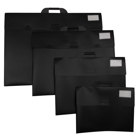 JAM Paper Plastic Thin Portfolio File Carry Cases with Handles Assorted Sizes Black 4/Pack JAM Paper Plastic Thin Portfolio File Carry Cases with Handles Assorted Sizes Black 4/Pack