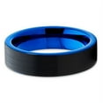 thumbnail image 2 of Tungsten Wedding Band Black & Blue Tungsten Ring 6mm Tungsten Carbide Ring Brushed Men & Women Comfort Fit, 2 of 3