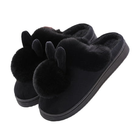 

BYDOT Women Fashion Winter Cotton Home Slippers Bunny Ear Indoor Rabbit Soft Slippers