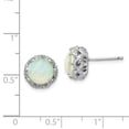 thumbnail image 2 of Sterling Silver Lab Created White Opal Stud Stud Earrings, 2 of 5