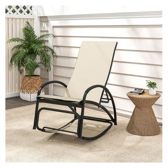 Yunken Versatile 2-in-1 Outdoor Rocking Chair Featuring 4-Position Adjustable Backrest, Ideal for Patio, Porch, and Poolside Relaxation