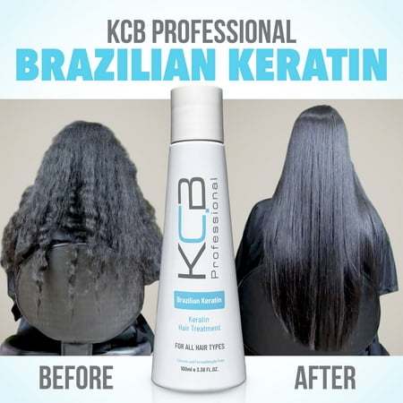 KCB Professional Brazilian Keratin, 1 Step Keratin Hair Treatment Kit at Home. Straightening and Hair Frizz Control, All Hair Types, 3.38Floz