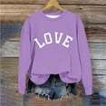 thumbnail image 4 of Girls Sweatshirts Love Heart Letter Print Cotton Drop Shoulder Long Sleeve Crewneck Pullover Kids Valentines Tops (5 Years, Purple 03), 4 of 6