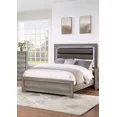 thumbnail image 3 of Espresso Bonded Leather Upholstered HB 1pc Queen Size Bed w LED Transitional Style Wooden Master Bedroom Furniture, 3 of 9