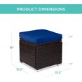 thumbnail image 2 of JJUN Set of 2 Wicker Ottomans, Multipurpose Outdoor Furniture for Patio, Backyard, Additional Seating, Footrest, Side Table w/Storage, Removable Cushions - Navy/Brown, 2 of 15