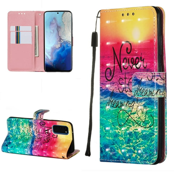 Allytech Galaxy S20 Ultra 5G Wallet Case, Slim 3D PU Leather Folio Flip Stand Shockproof Full Protection Drop Proof Cards Holder Wallet Case Cover for Samsung Galaxy S20 Ultra, Never Stop