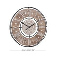 thumbnail image 4 of DecMode 34" Brown Metal Floral Wall Clock with Wood Accents, 4 of 15