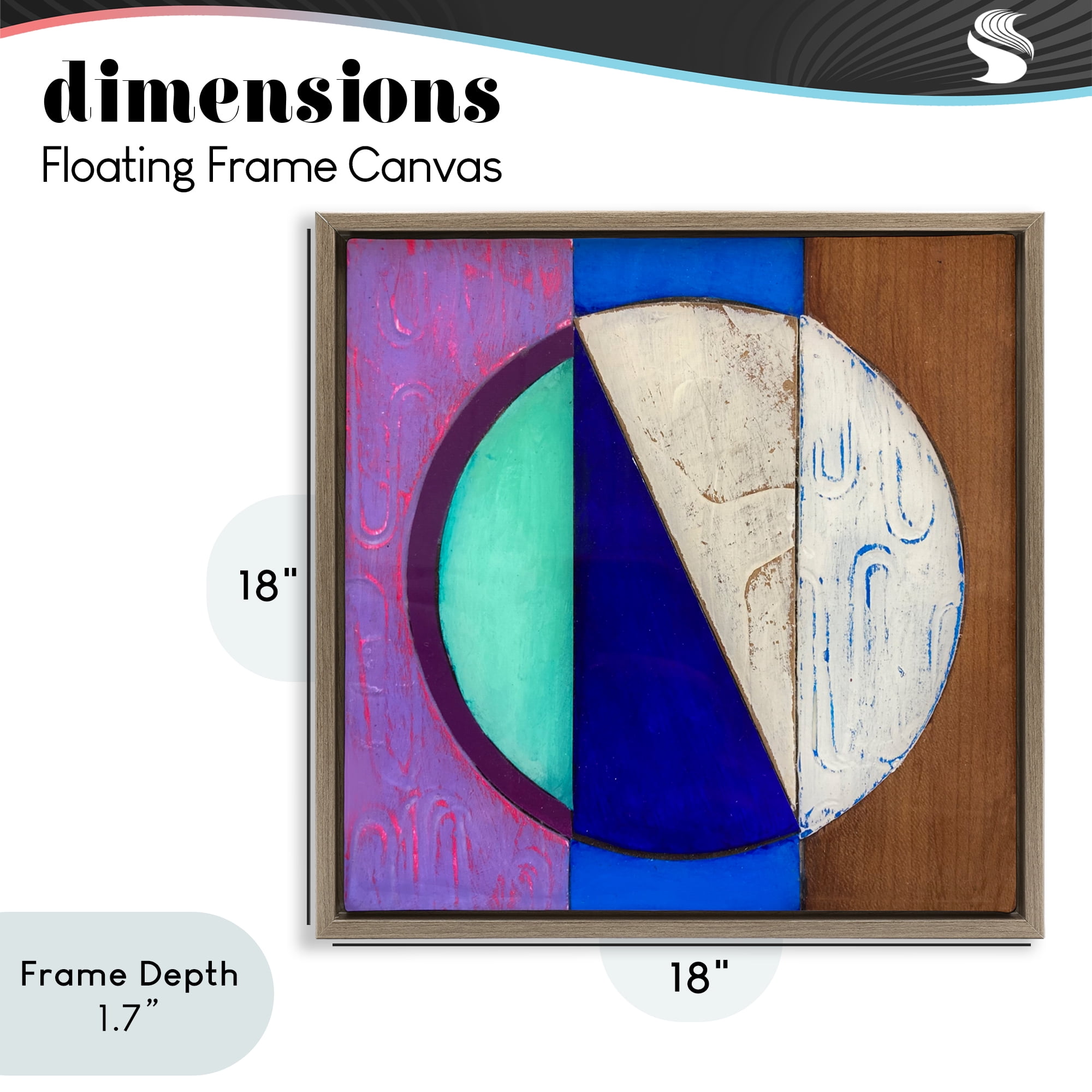 Stupell Industries Structured Blue & Purple Circle Brown Framed Floater Canvas Wall Art, design by Matthew Finger