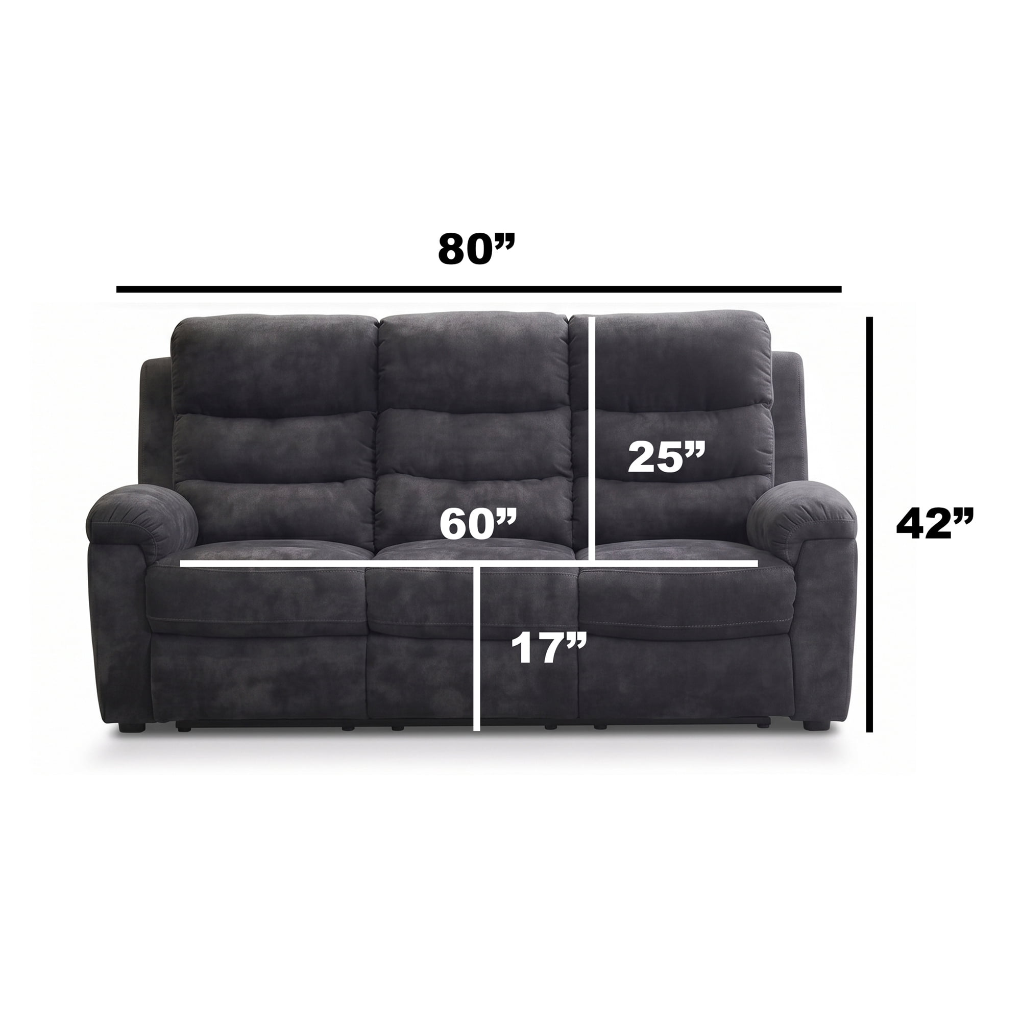 80" Manual Reclining 3-Seat Sofa Couch for Living Room, Gray