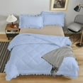 thumbnail image 2 of DNG Creations 5 Piece Ruffle Diamond Comforter All Season 550 GSM Oversized Queen Size - 800 Threads Count, 100% Egyptian Cotton Solid Light Blue Colour, 2 of 7