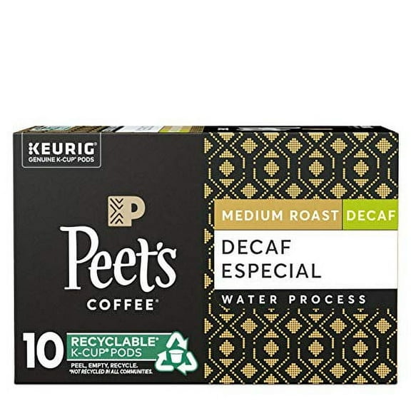 Peet's Coffee K-Cup Single Serve Pack for Keurig Brewers, Decaffeinated Especial, 10 ct