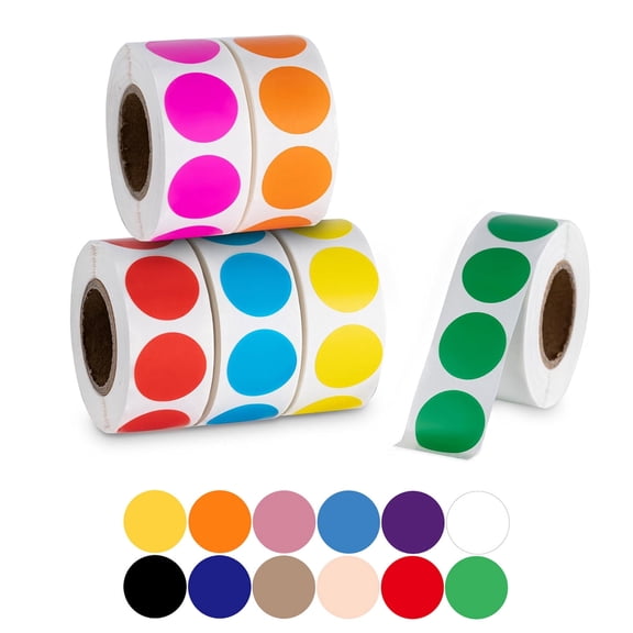 cbzote 500 Pcs Colored Dot Stickers - 1 Inch Round Color Coding Labels, Removable Waterproof Tag, Self Adhesive Circle Dot Sticker Labels, for Office, Classroom, Organization, Crafts