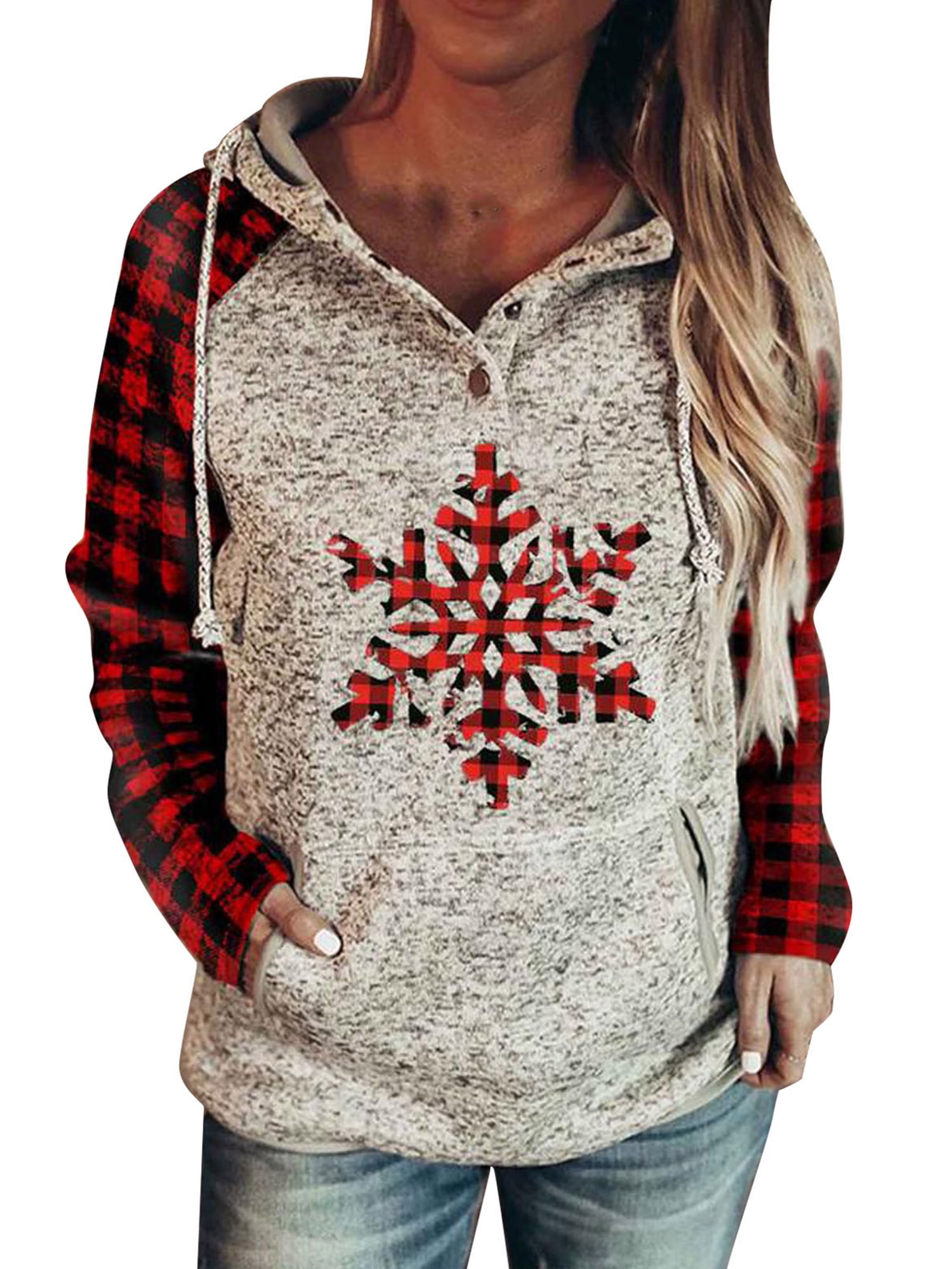 Avamo Christmas Buffalo Plaid Hoodies 