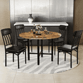 thumbnail image 3 of MIERES Round Dining Table Set for 4,Wood Round Kitchen Table and Chairs Set for 4,Modern Dining Room Table Set with 4 Faux Leather Chairs,Round Dinner Table for Small Space,Brown, 3 of 10