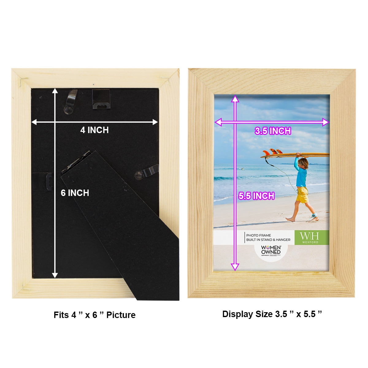Woodgrain 4 in. x 6 in. Natural Wood Picture Frame Set (Set of 4)