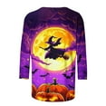 thumbnail image 4 of VKOYWKM 3/4 Sleeve Tops for Women Halloween Shirts Fall Crew Neck Loose Spooky Witch Graphic T Shirts Halloween Costume, 4 of 5