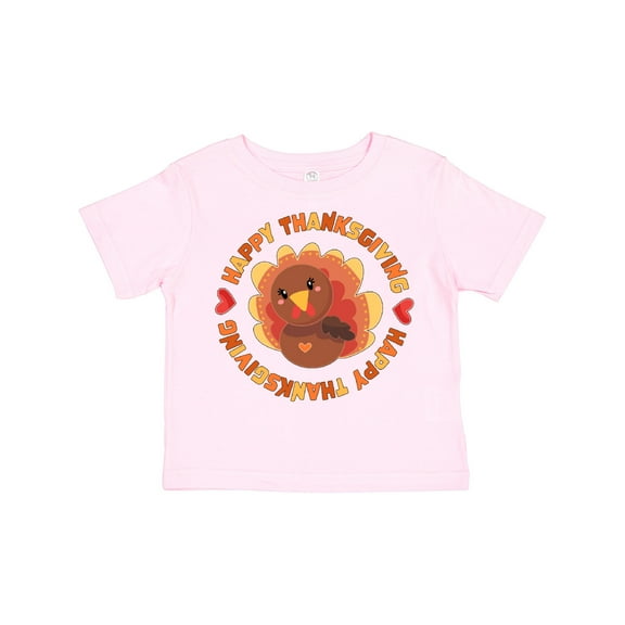 Inktastic Happy Thanksgiving with Cute Turkey Boys or Girls Toddler T-Shirt