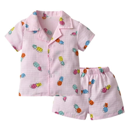 

2DXuixsh Boy Clothes Set Kids Toddler Baby Girls Spring Summer Cartoon Print Short Sleeve Sleepwear Outfits Pajamas Clothes Baby Girl 5T Pink Size 80