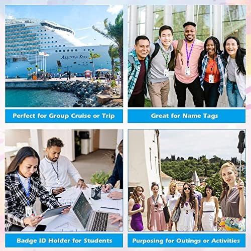 B - 6 Pcs Waterproof Lanyards with Detachable Buckle & ID Badge Holder for Cruise Ship Key Cards & Essentials