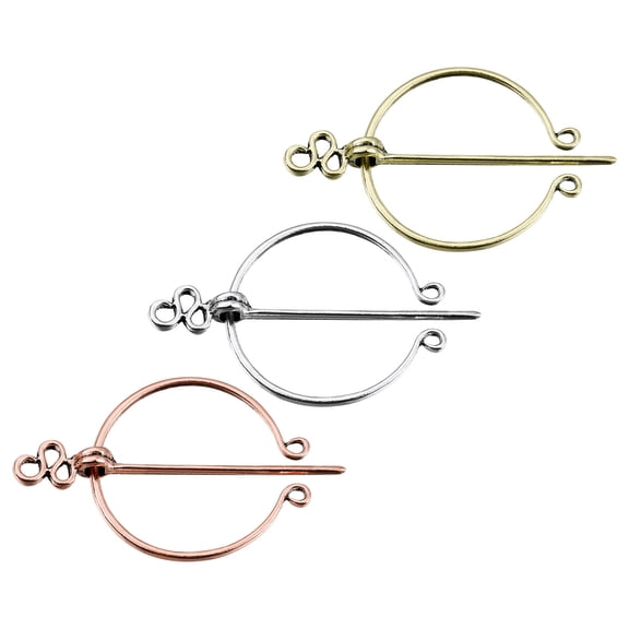 3 Pack Vintage Brooch Cloak Pin Set, Penannular Brooch Shawl Brooch Buckle(3 Colors)