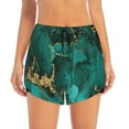 thumbnail image 4 of Lsque Green Gold Glitter Printed Women's Running Shorts with Liner Pockets,Elastic Quick Dry Workout Athletic Gym Yoga Shorts,Womens High Waist Shorts-, 4 of 9