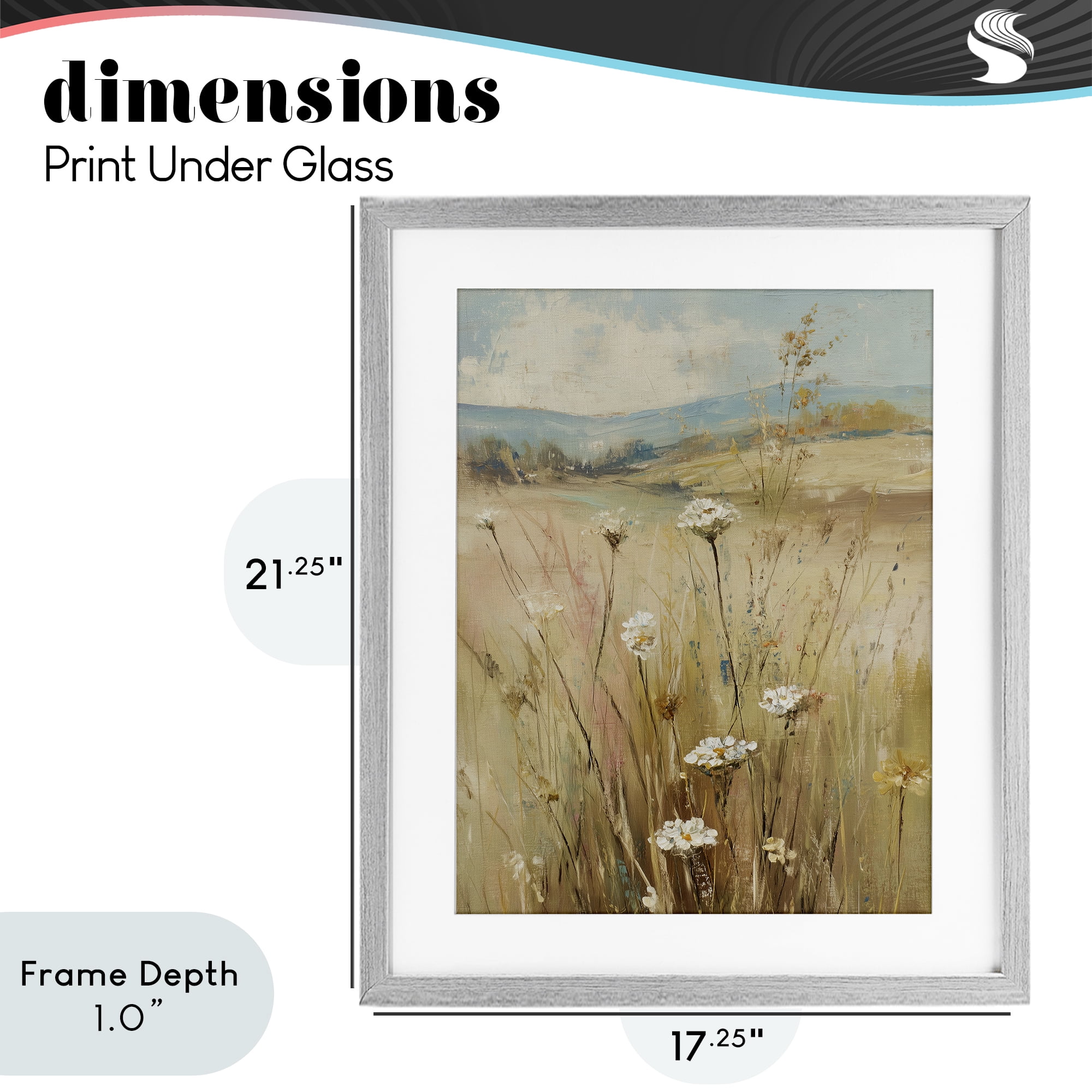 Stupell Industries Natural Lush Hillside Blooms Gray Framed Print Under Glass, design by Svetlana Aleynikova
