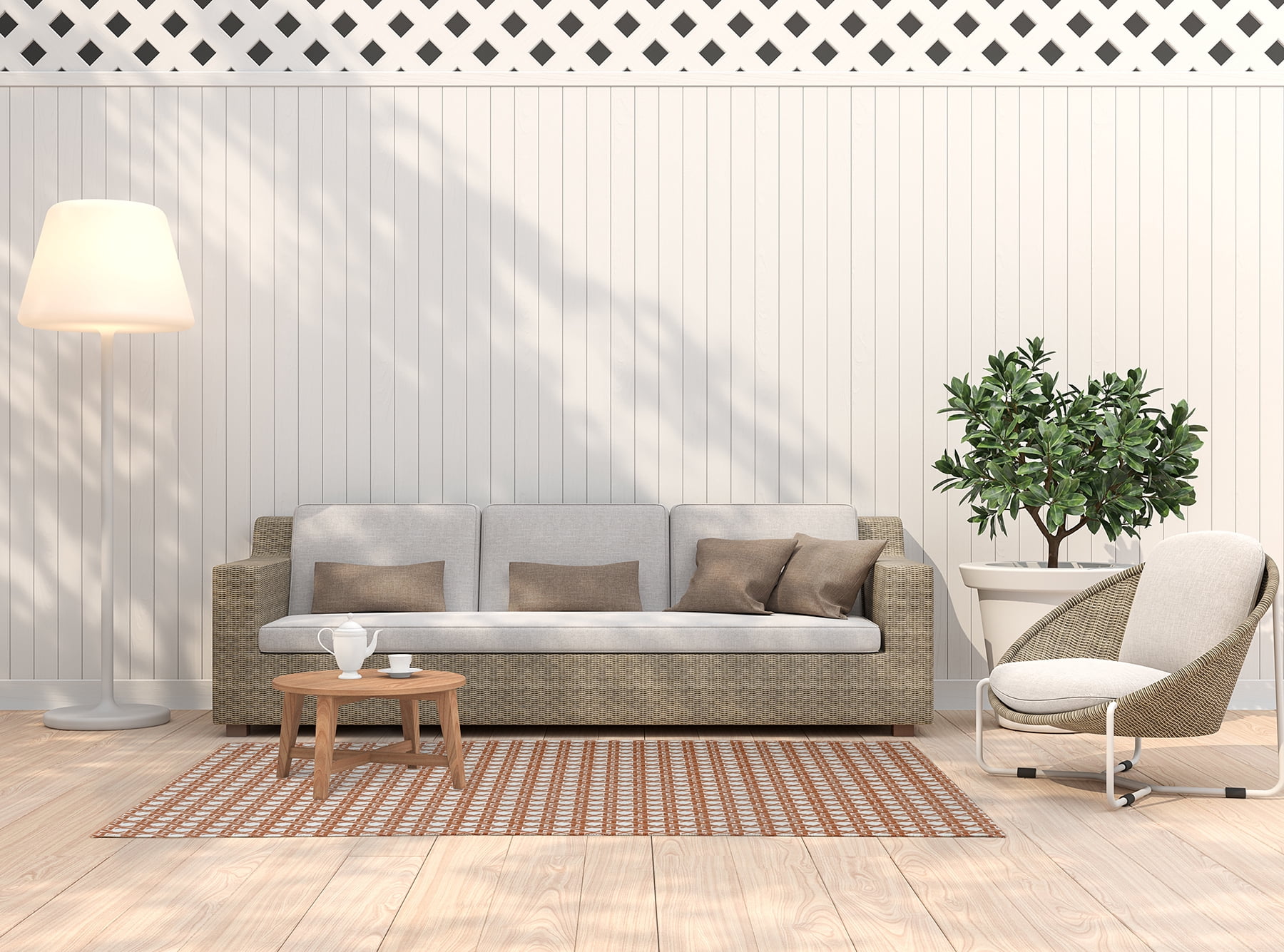 Simply Daisy 4' x 6' Nutmeg Rattan GeometricIndoor/outdoor Rug