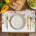 thumbnail image 4 of Pink Green Spring Placemats Set of 8, Floral Eucalyptus Leaves Watercolor Plant Placemats for Dining Table, Place Mats for Kitchen Tabletop, Waterproof Wipeable Dining Table Mats Set, 4 of 9