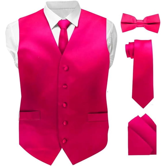 Vittorio Farina Solid Satin Vest Set (White Back)