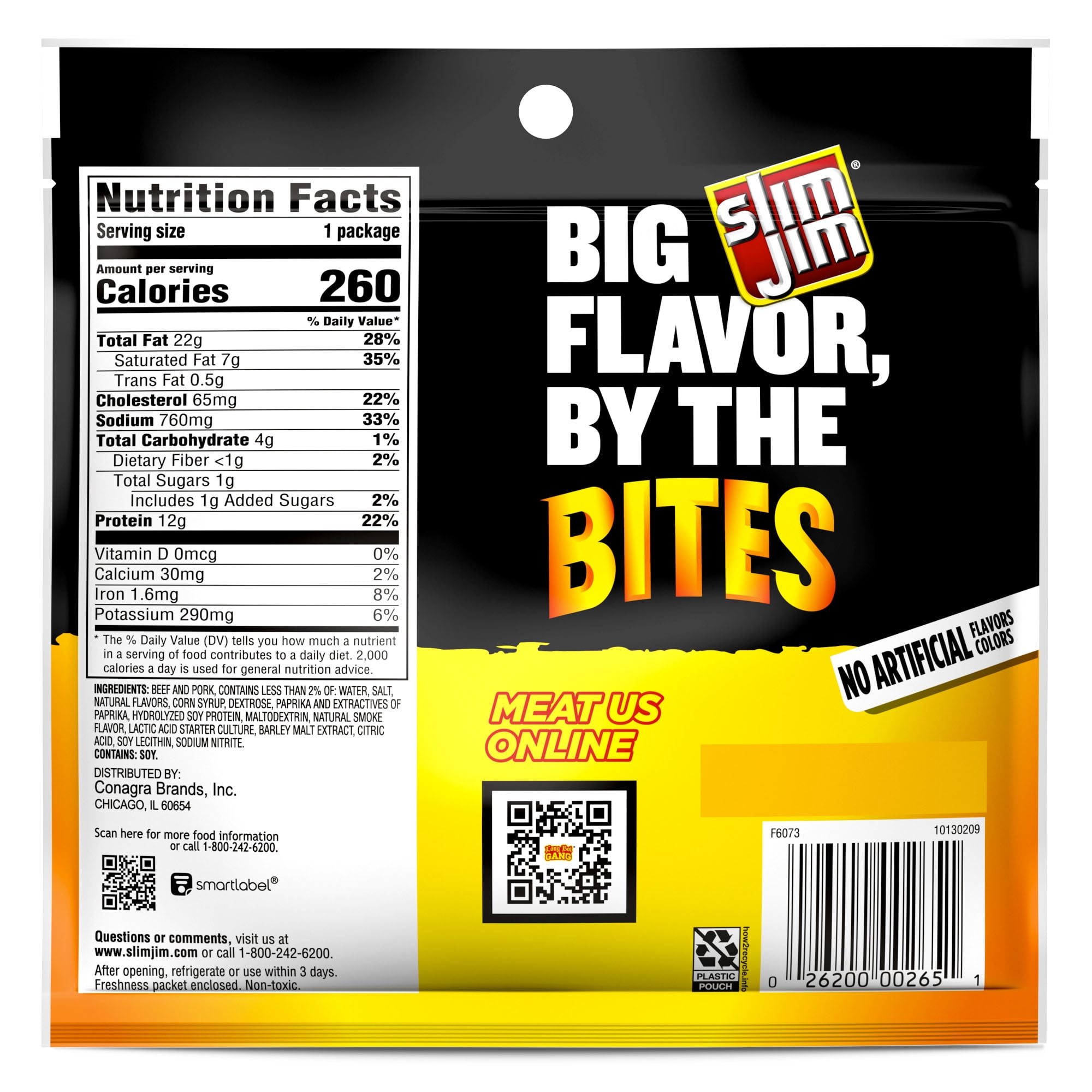 Slim Jim Bites, Original Bite-Sized Smoked Sausage Meat Snacks, 2 oz.