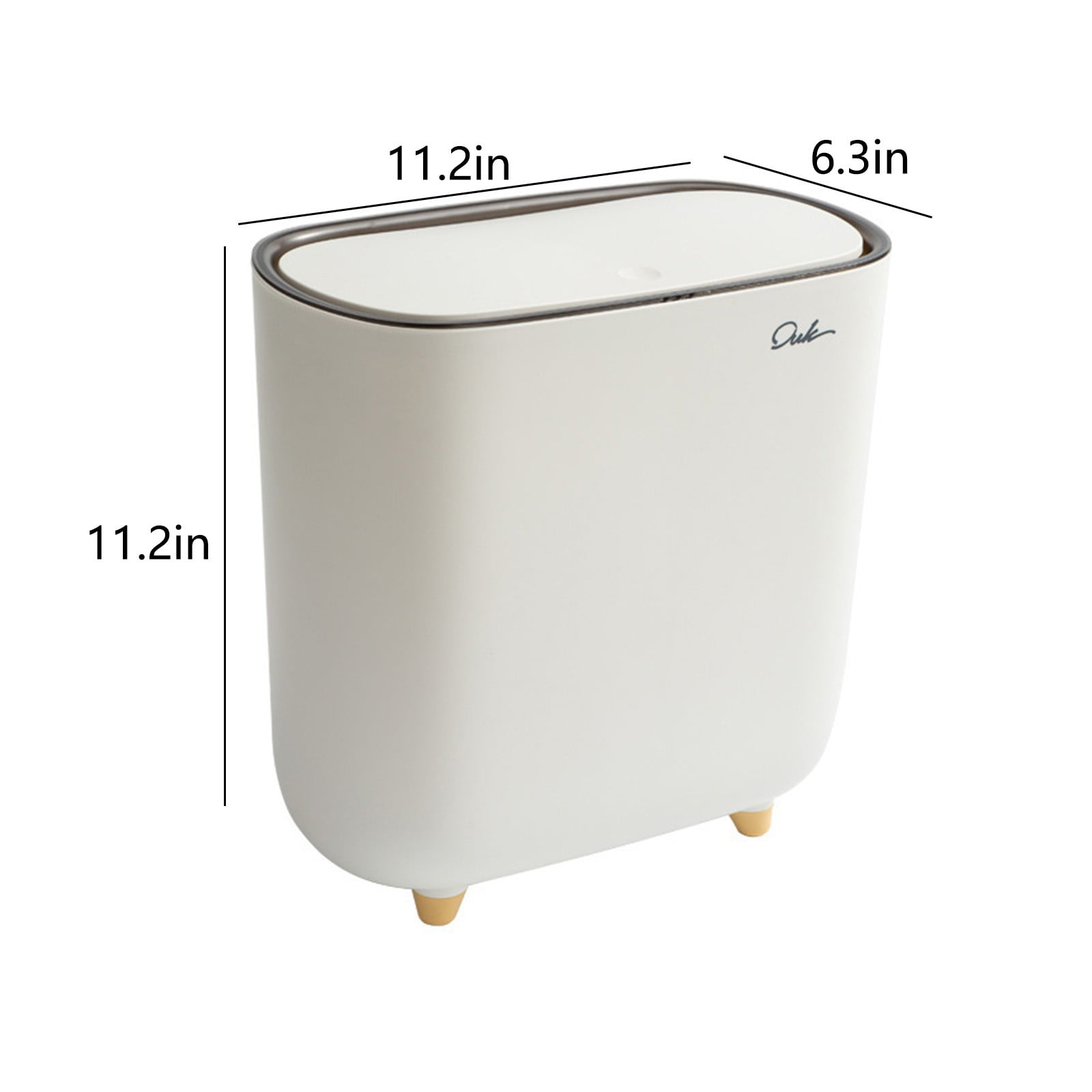 Anckoeil Automatic Bathroom Trash Can Adsorption Garbage Can with Press-top Lid Plastic Slim Wastebasket for Bathroom Office Bedroom Living Room 1.5 Gallon White