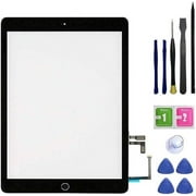 FeiyueTech for iPad 5 2017 5th Generation Screen Replacement Touch Digitizer Glass 9.7",for 5th Gen A1822 A1823 Repair Kits Includes Home Button+Camera Holder+PreInstalled Adhesive with Tools,Black