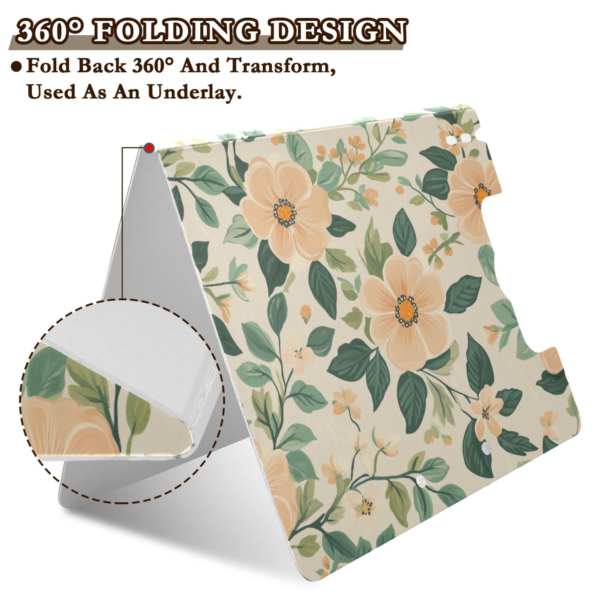 FORMRS A4 Clipboard Folder with Pen Holder Horizontal Foldable School Office Binder, Floral Design