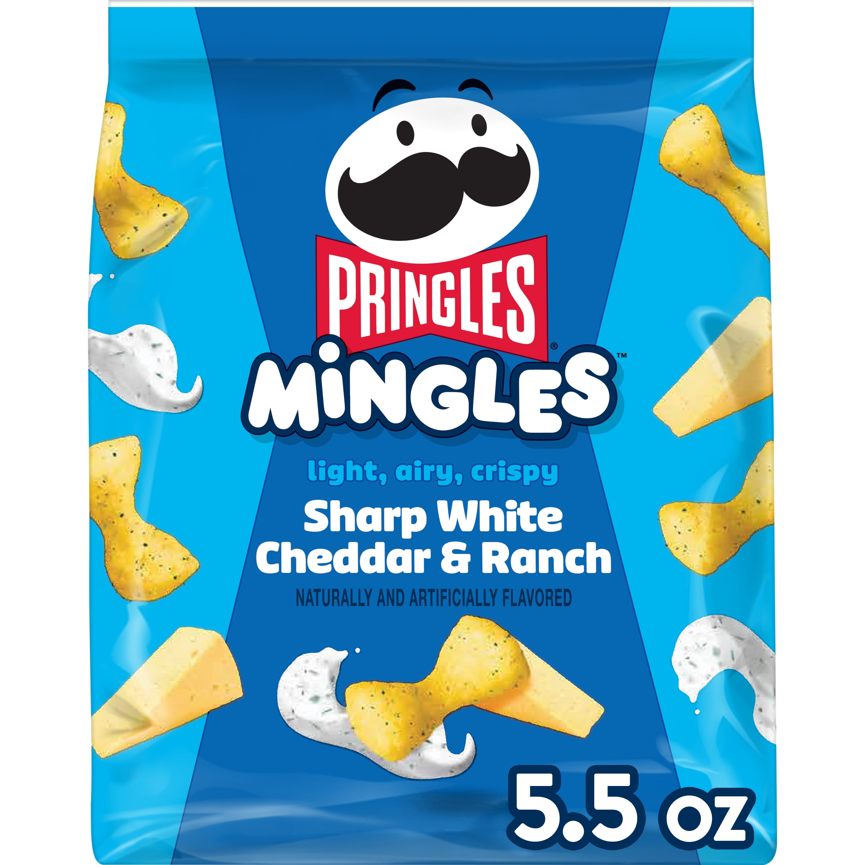 (3 pack) Pringles Mingles Sharp White Cheddar and Ranch Puffed Snacks, Cheese Puffs, 5.5 oz