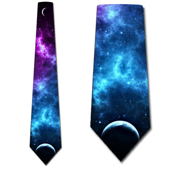 Space Ties Purple and Blue Celestial Bodies Necktie Mens Tie by Three Rooker