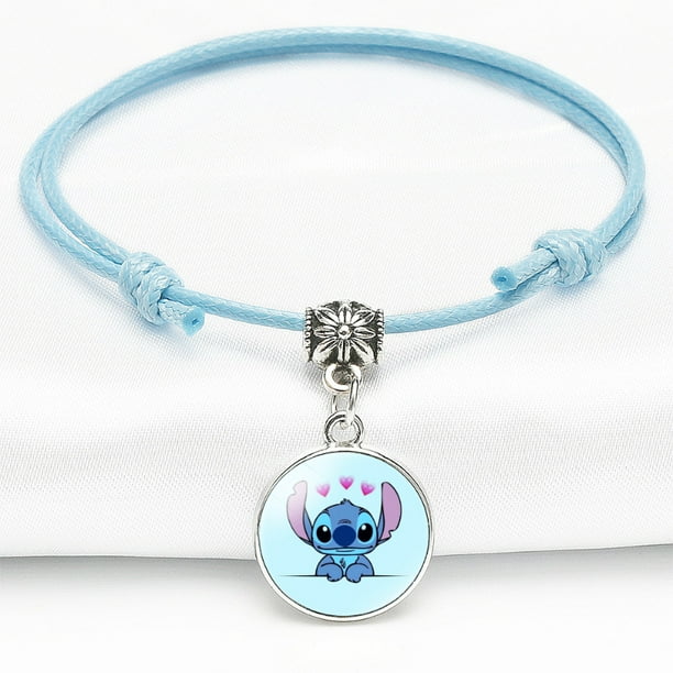 Pulsera con dijes de Stitch de Disney, pulsera inspirada en la caricatura de Lilo y Stitch, pulsera con cuentas colgantes de Stitch para mujer, regalos de joyería