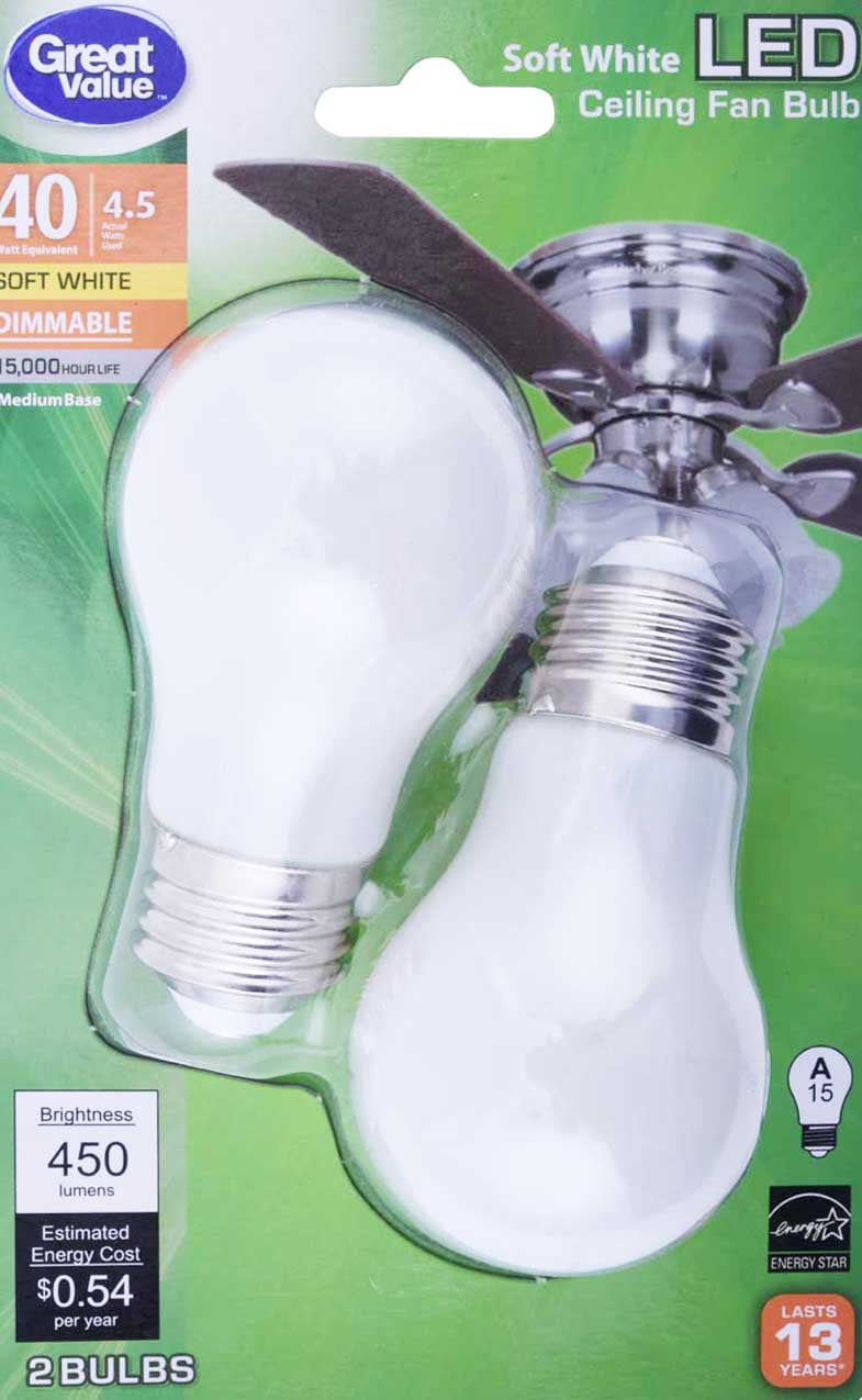 Great Value Ceiling Fan Led Light Bulb Soft White Dimmable