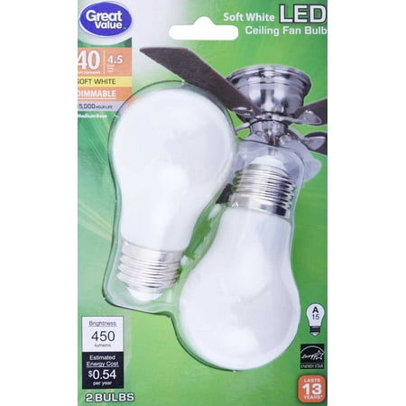 Great Value Ceiling Fan Led Light Bulb Soft White Dimmable