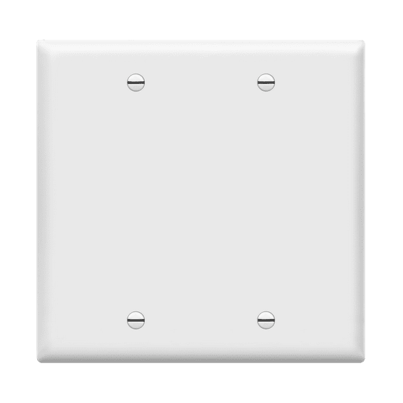 ENERLITES Blank Device Wall Plate, Gloss Finish, Standard Size 2-Gang 4.50" x 4.57", Polycarbonate Thermoplastic, 8802-W, White
