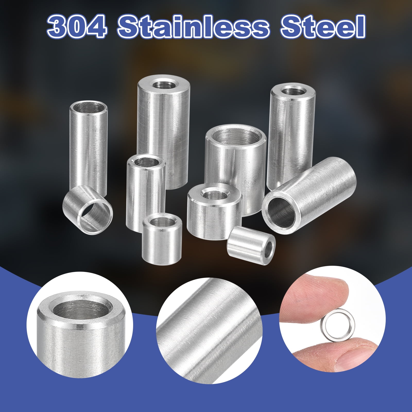 16Pcs 304 Stainless Steel Spacer 10mm OD x 7mm ID x 45mm Length for M7 Screw