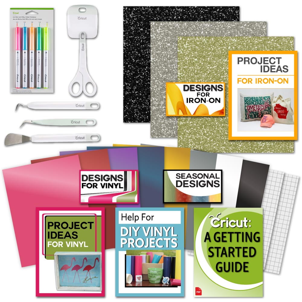 cricut beginner bundle glitter iron on htv vinyl sheets tool kit