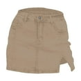 thumbnail image 5 of Ukumplol Jean Skorts for Woman Plus Size Jean Skirt with Shorts Skorts Bloomy Skorts Woman High Waisted Casual Stretchy Denim Skirt Side Split Skirts Jean Skirt for Women Khaki M, 5 of 5